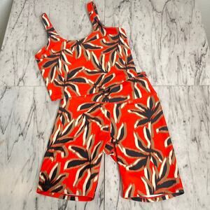 SAGE Collective Women’s Activewear Set Orange Abstract Print Athleisure Size S